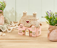 Load image into Gallery viewer, Pink Cottage Tealight and Incense Burner *Pre-order arriving mid/end of April